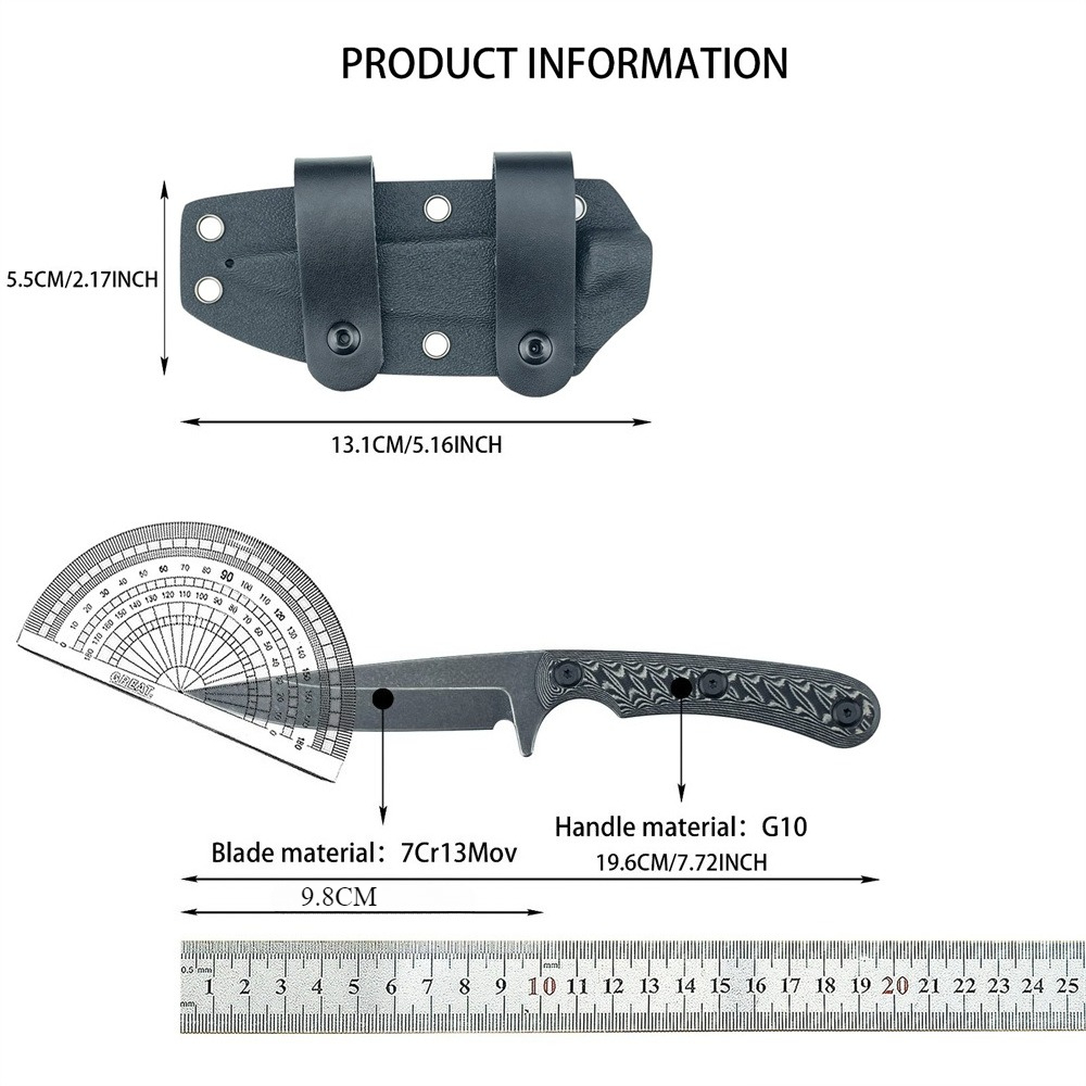 Edc Carry Fixed Blade - Tam Tang Sabit Bıçaklı Bıçaklar 7Cr13MoV