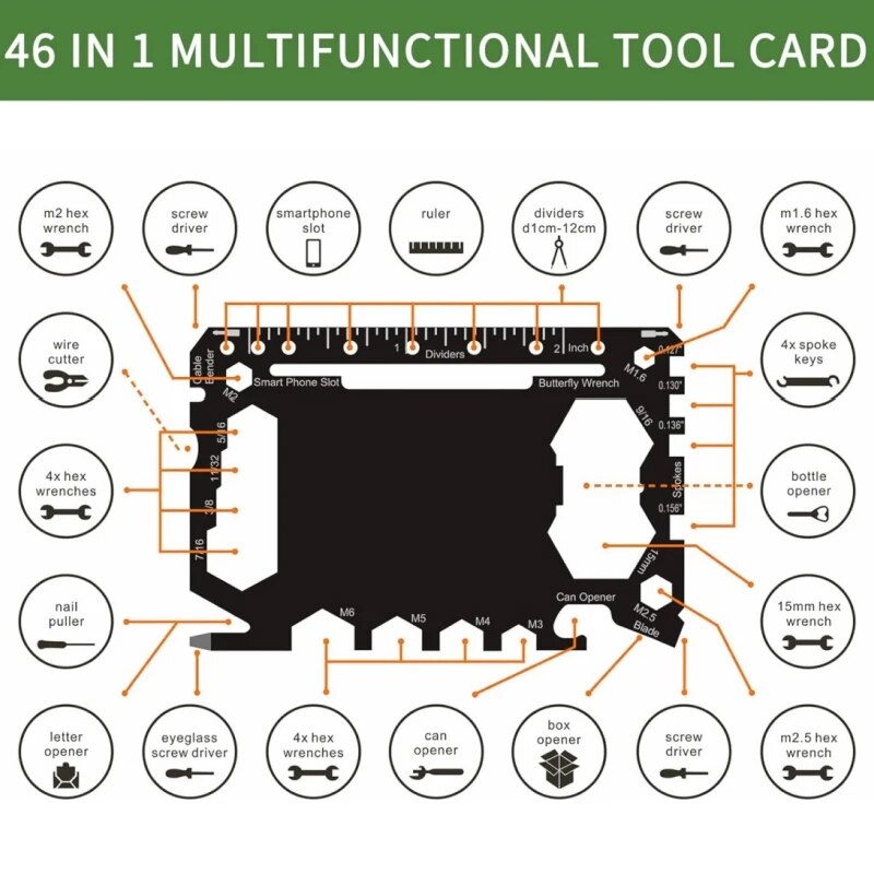 Multitool Credit Card - Çok aracı 46 in 1 kredi