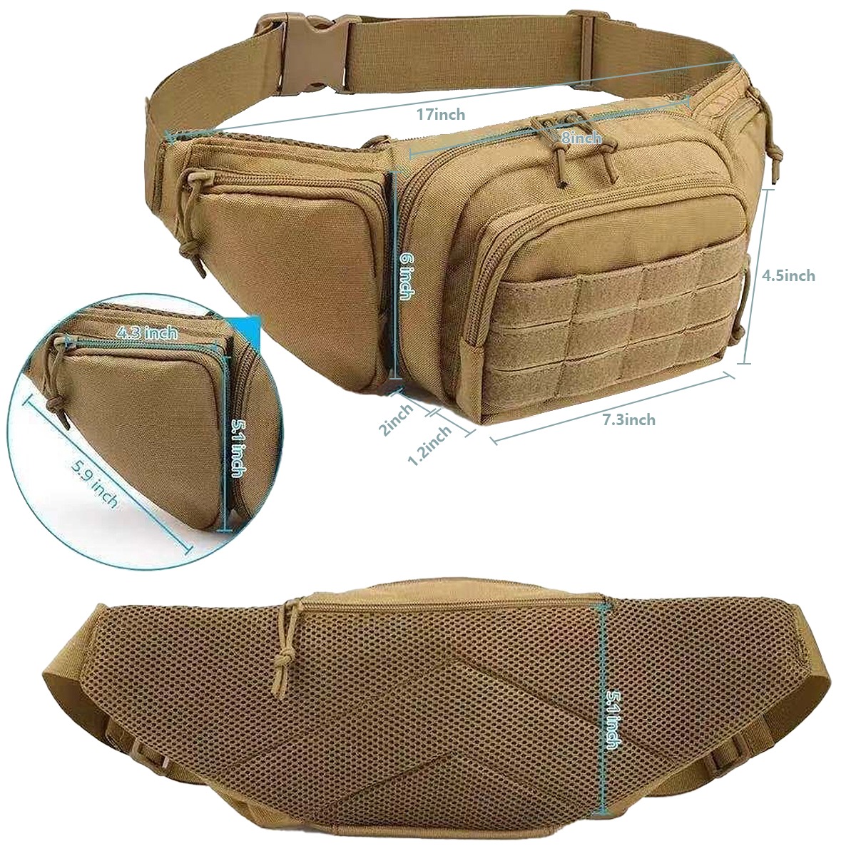 MOLLE Taktik Gizli Taşıma Fann - Edc Carry Fanny Pack incelemesi ve fiyatı